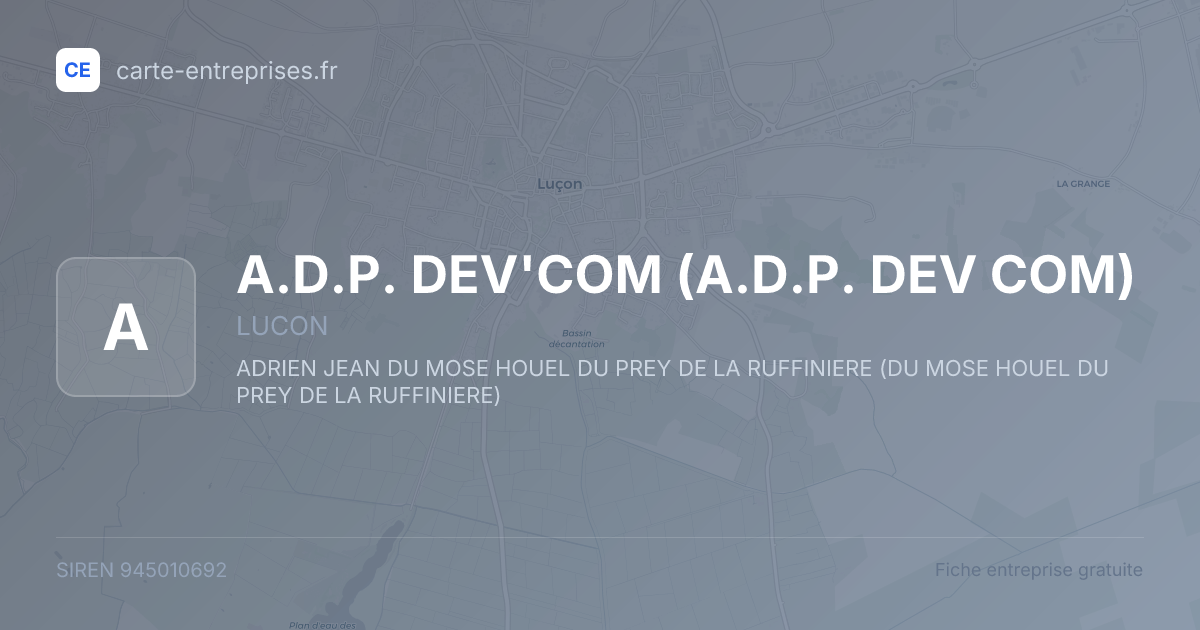 A.D.P. DEV'COM (A.D.P. DEV COM) — 945010692 — fiche entreprise