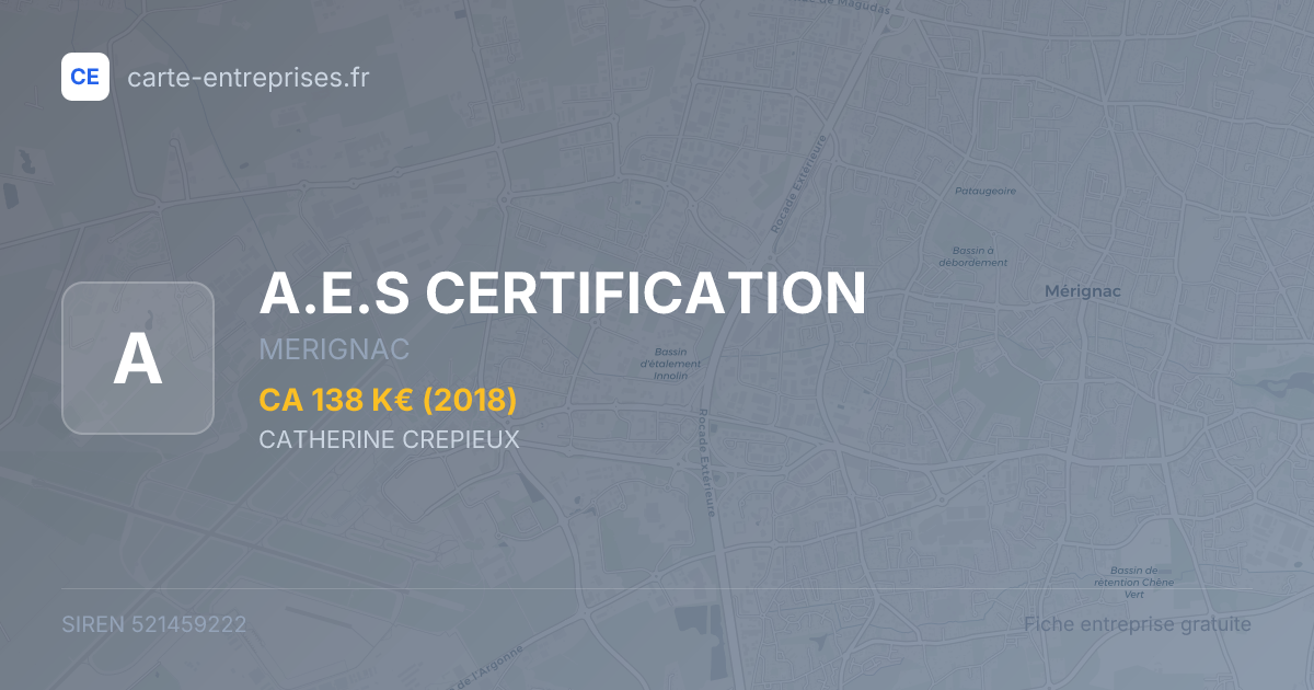 A.E.S CERTIFICATION — 521459222 — fiche entreprise
