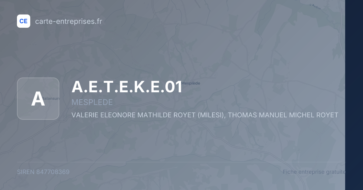 A.E.T.E.K.E.01 — 847708369 — fiche entreprise