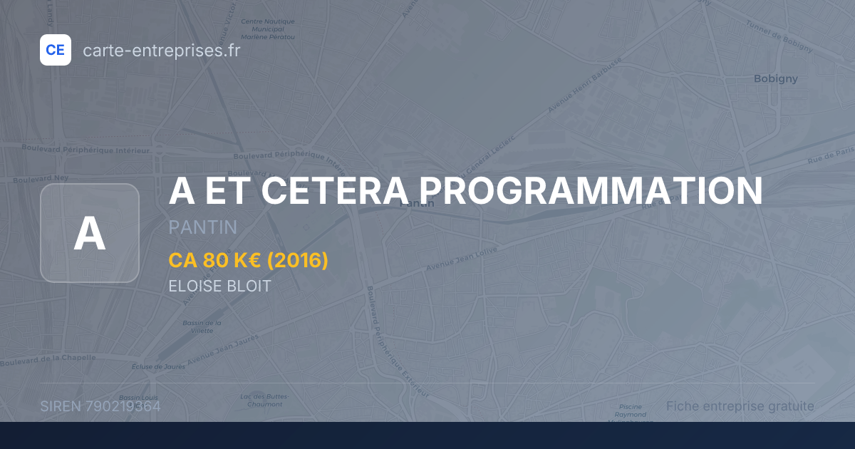 A ET CETERA PROGRAMMATION — 790219364 — fiche entreprise
