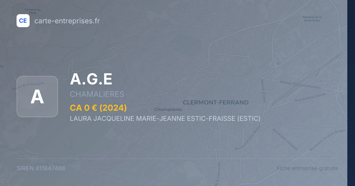 A.G.E — 411847486 — fiche entreprise
