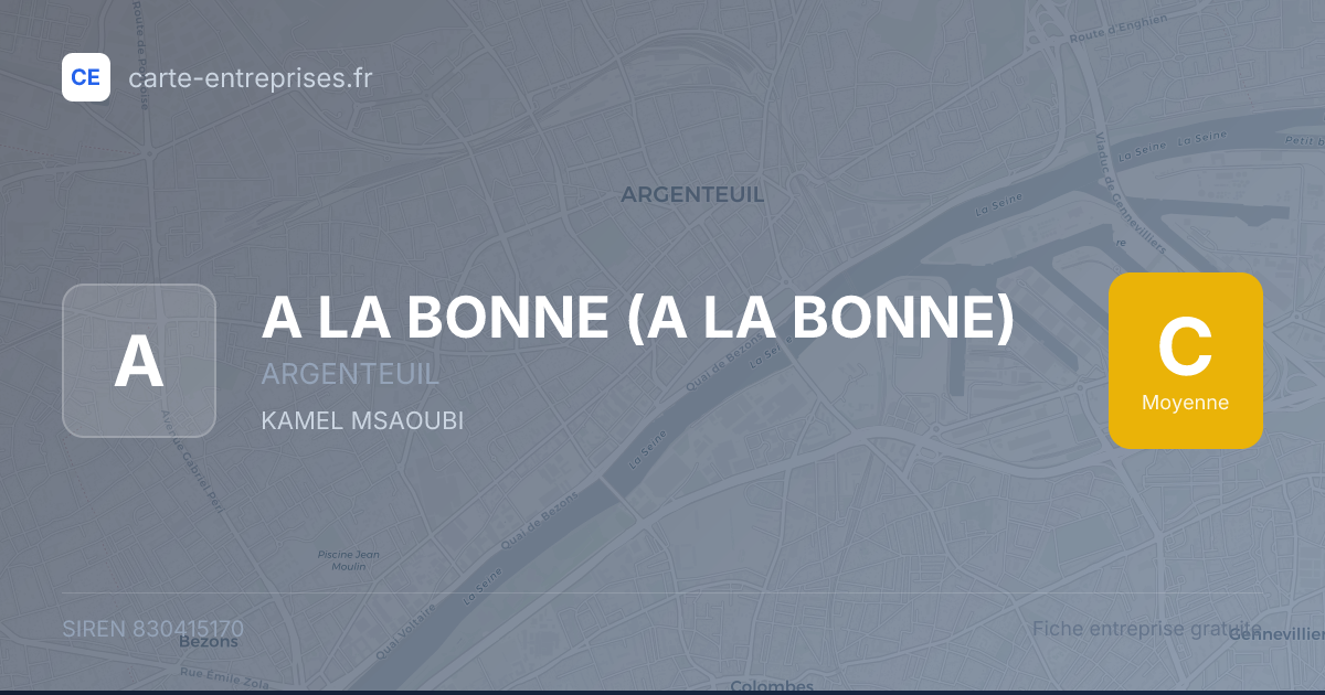 A LA BONNE (A LA BONNE) — 830415170 — fiche entreprise