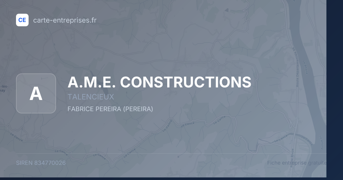 A.M.E. CONSTRUCTIONS — 834770026 — fiche entreprise