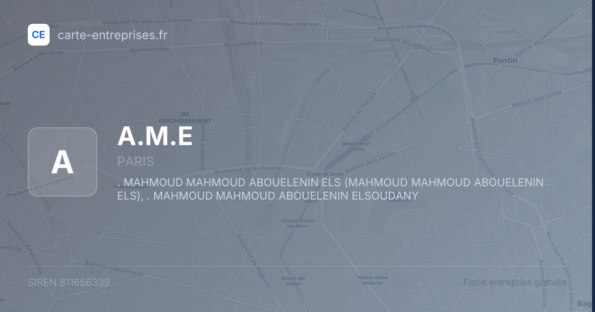 A.M.E — 811656339 — fiche entreprise