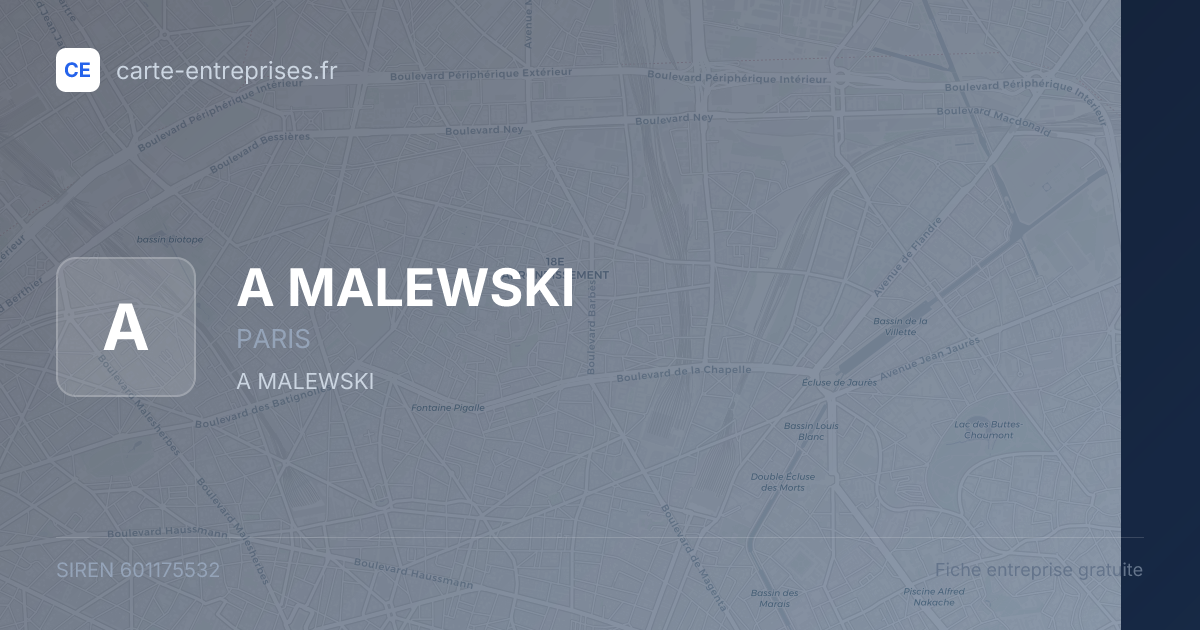 A MALEWSKI — 601175532 — fiche entreprise