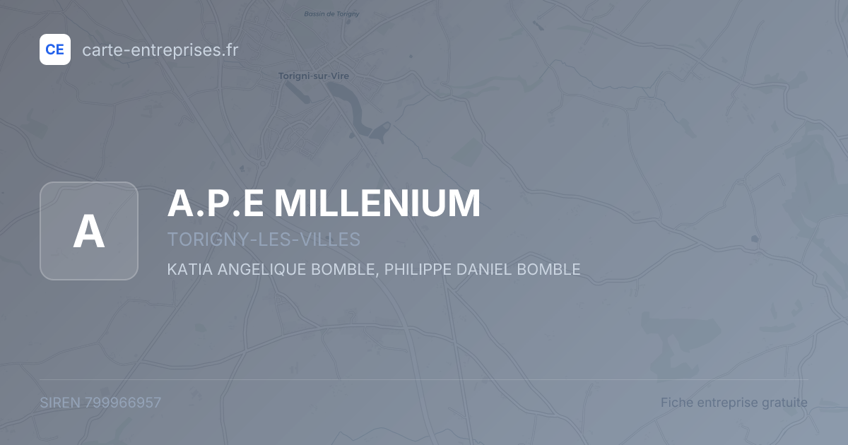 A.P.E MILLENIUM — 799966957 — fiche entreprise