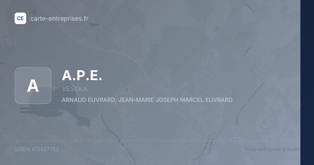 A.P.E. — 413487752 — fiche entreprise