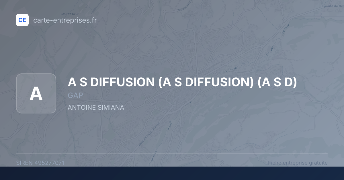 A S DIFFUSION (A S DIFFUSION) (A S D) — 495277071 — fiche entreprise