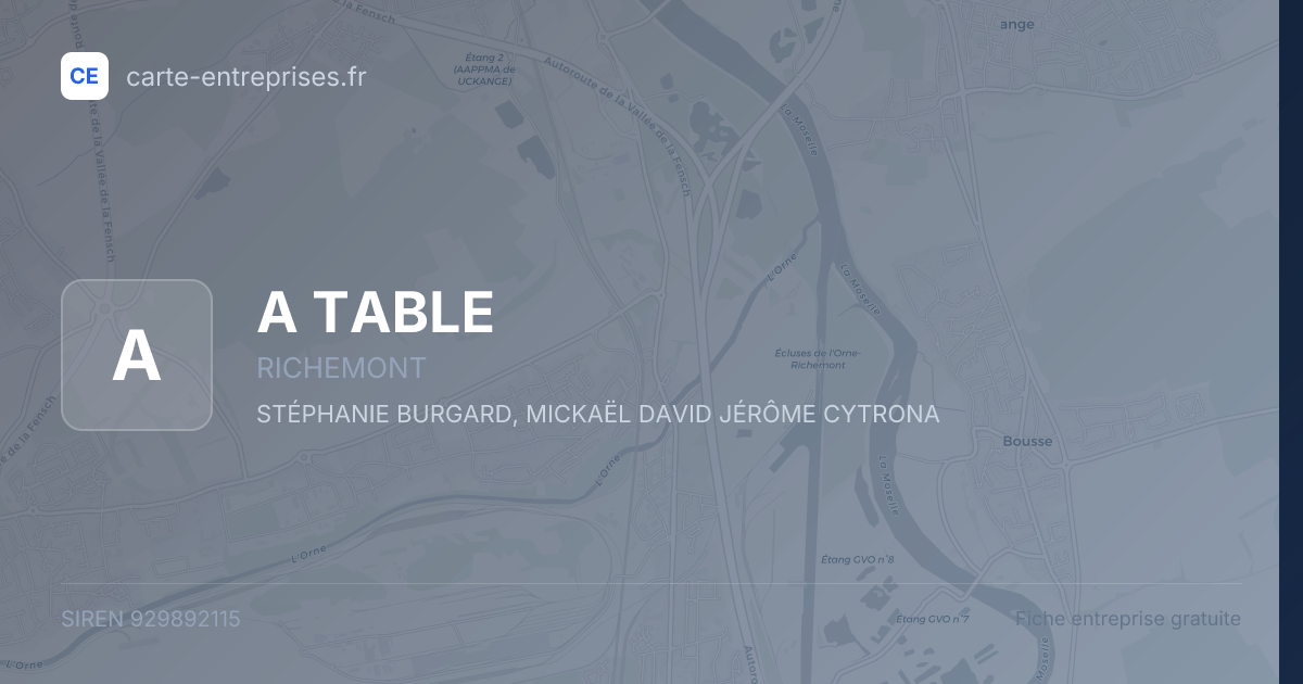 A TABLE — 929892115 — fiche entreprise