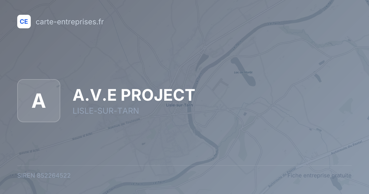 A.V.E PROJECT — 852264522 — fiche entreprise