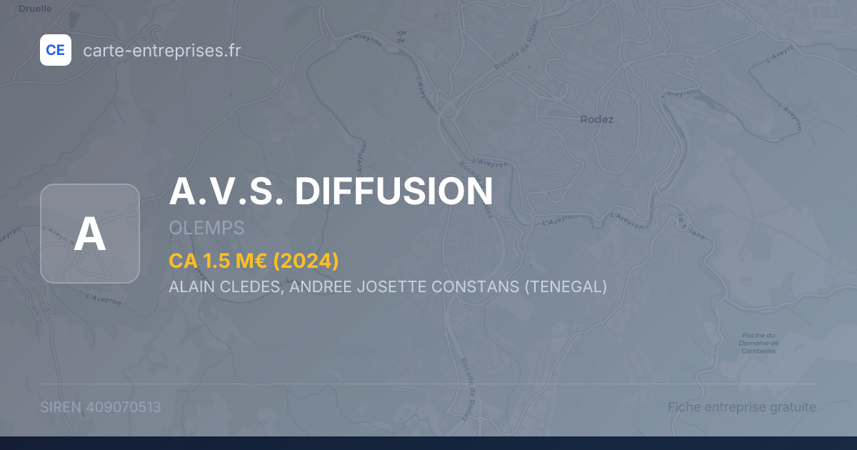 A.V.S. DIFFUSION — 409070513 — fiche entreprise