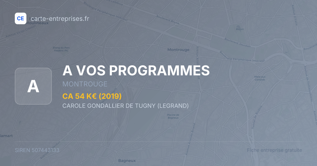 A VOS PROGRAMMES — 507443133 — fiche entreprise