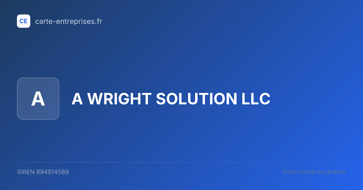 A WRIGHT SOLUTION LLC — 894914589 — fiche entreprise