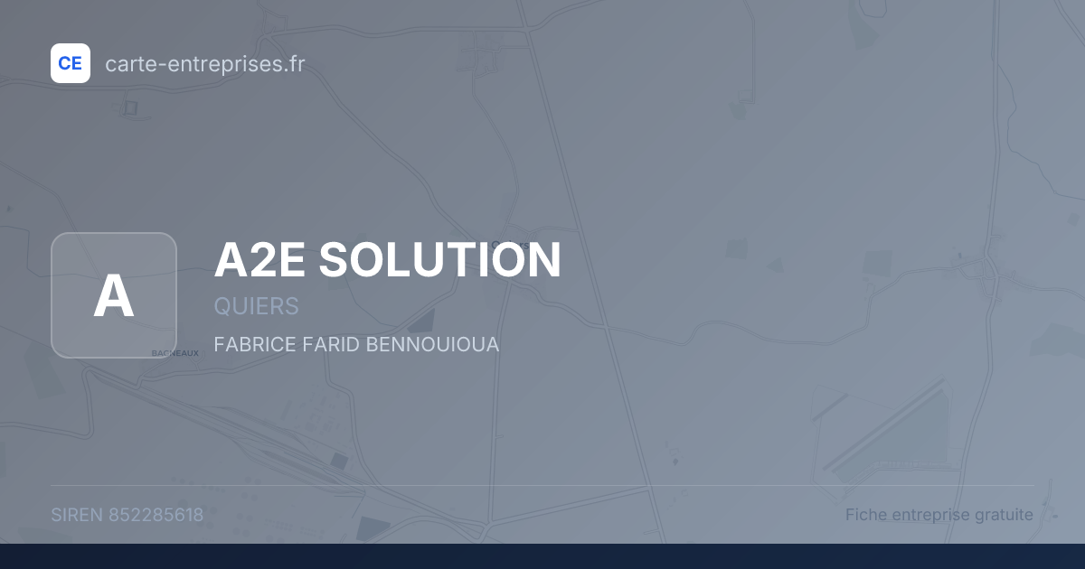 A2E SOLUTION — 852285618 — fiche entreprise