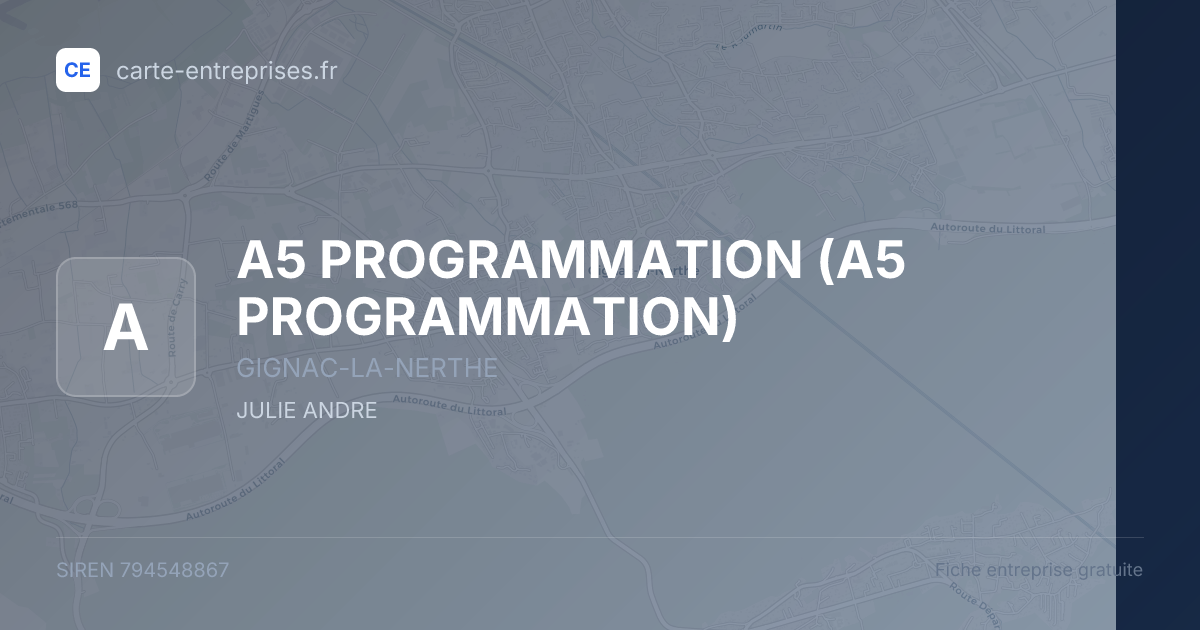 A5 PROGRAMMATION — 794548867 — fiche entreprise