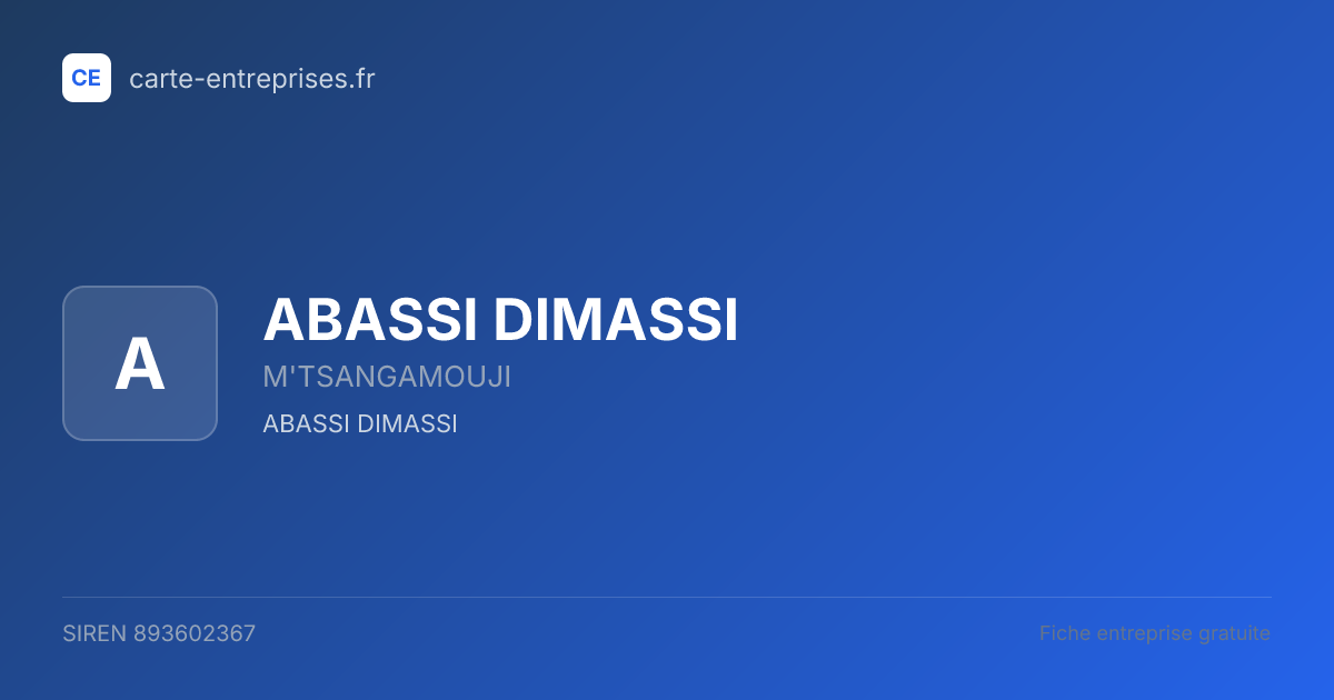 ABASSI DIMASSI — 893602367 — fiche entreprise