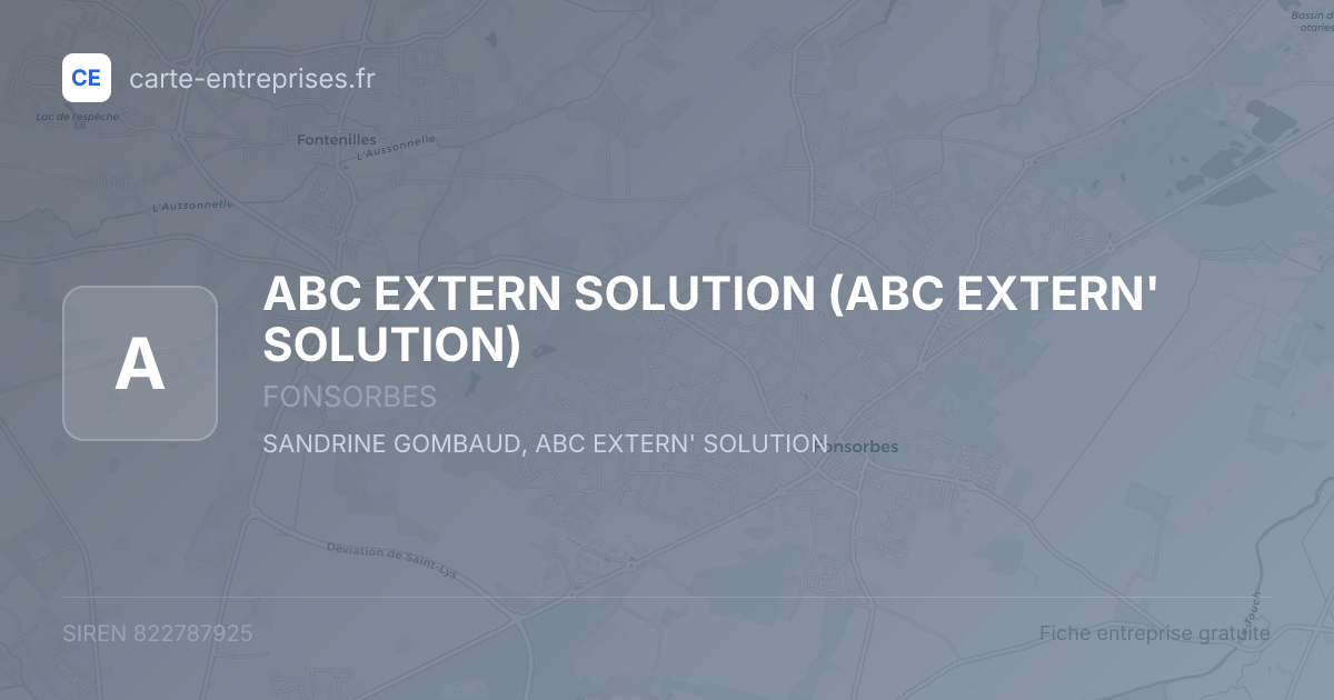 ABC EXTERN  SOLUTION (ABC EXTERN' SOLUTION) — 822787925 — fiche entreprise