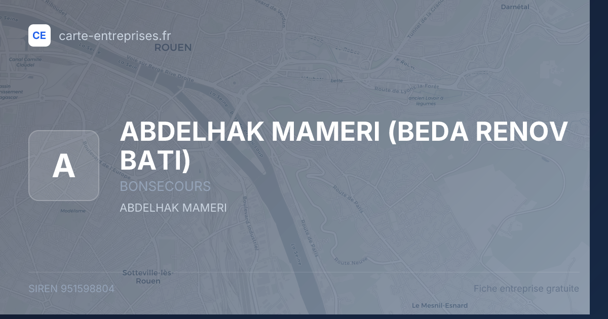 ABDELHAK MAMERI (BEDA RENOV BATI) — 951598804 — fiche entreprise