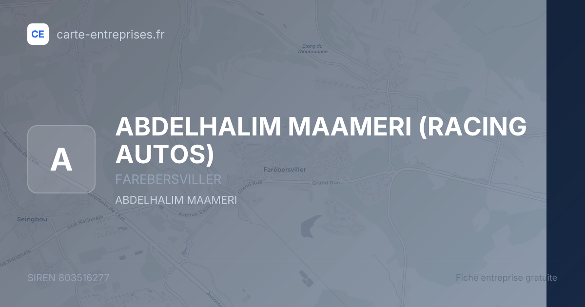 ABDELHALIM MAAMERI (RACING AUTOS) — 803516277 — fiche entreprise