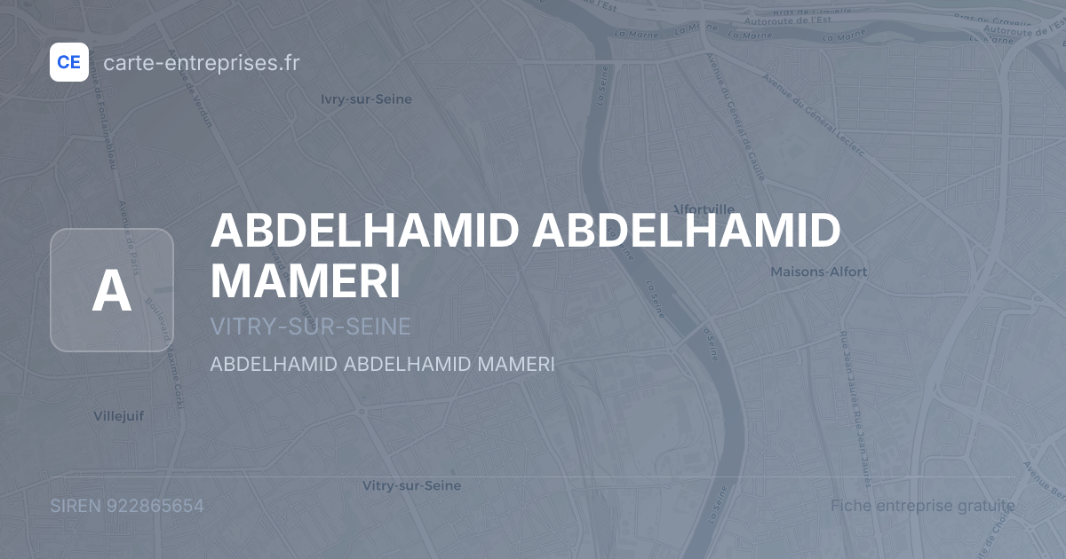 ABDELHAMID ABDELHAMID MAMERI — 922865654 — fiche entreprise