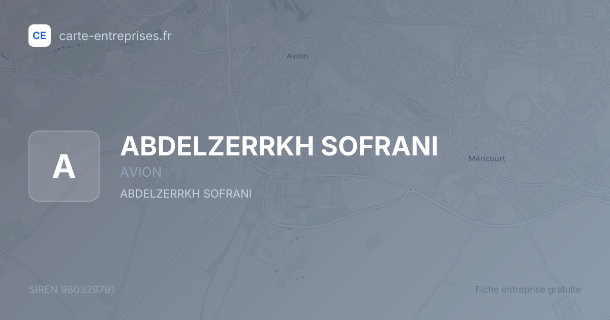 ABDELZERRKH SOFRANI — 980329791 — fiche entreprise