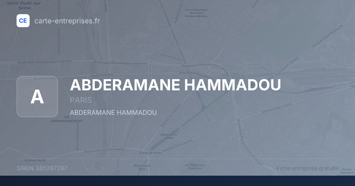 ABDERAMANE HAMMADOU — 385287297 — fiche entreprise