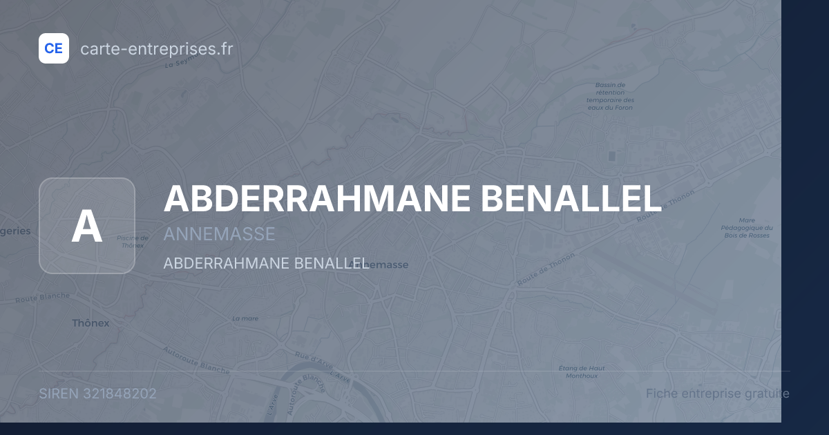 ABDERRAHMANE BENALLEL — 321848202 — fiche entreprise