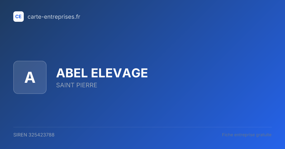 ABEL ELEVAGE — 325423788 — fiche entreprise
