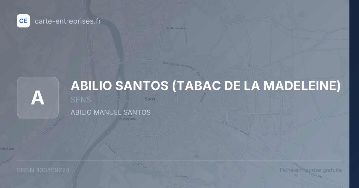 ABILIO SANTOS (TABAC DE LA MADELEINE) — 433409224 — fiche entreprise