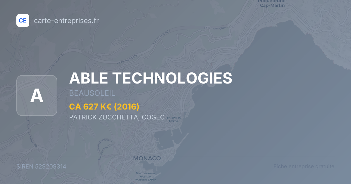 ABLE TECHNOLOGIES — 529209314 — fiche entreprise