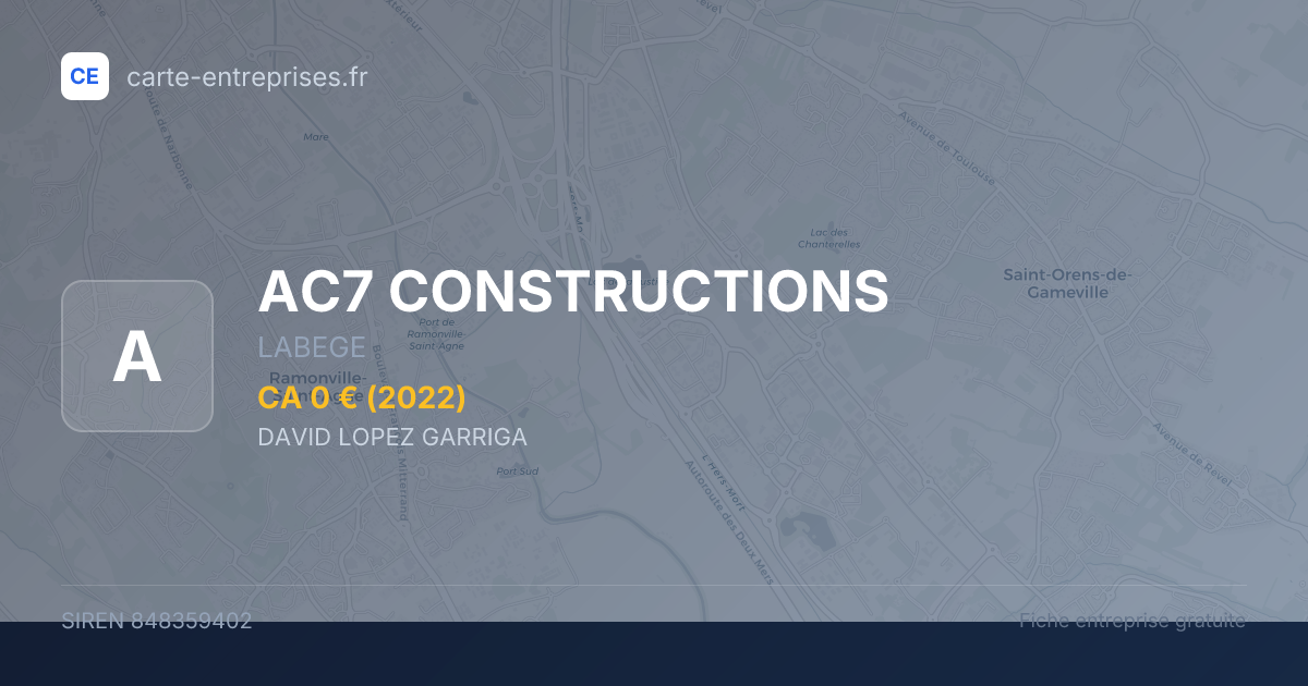 AC7 CONSTRUCTIONS — 848359402 — fiche entreprise