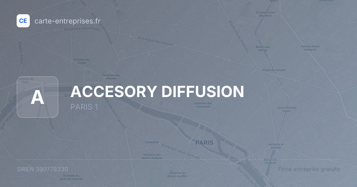 ACCESORY DIFFUSION — 390778330 — fiche entreprise