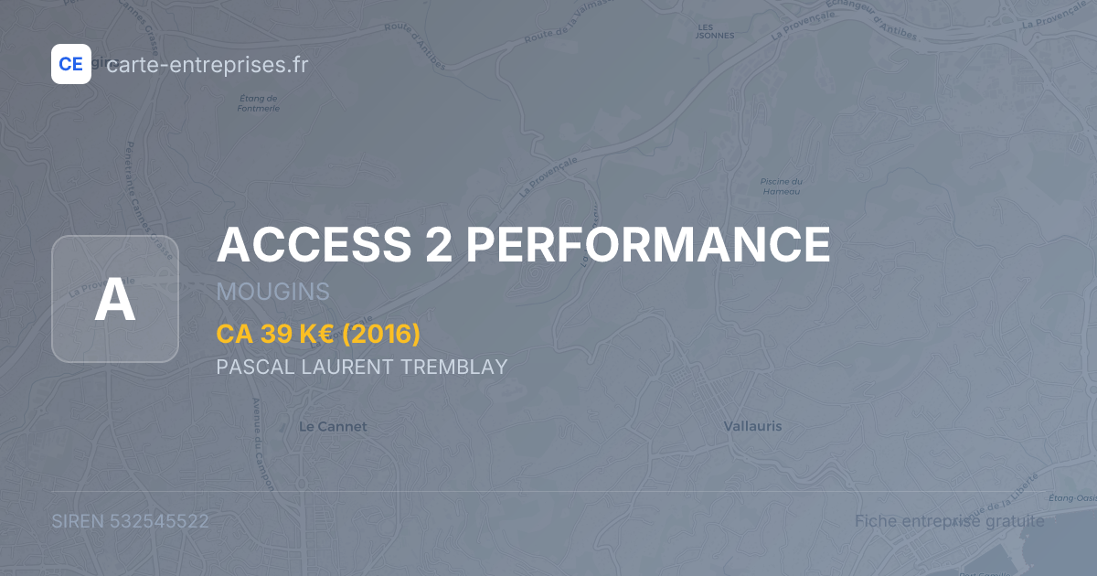 ACCESS 2 PERFORMANCE — 532545522 — fiche entreprise