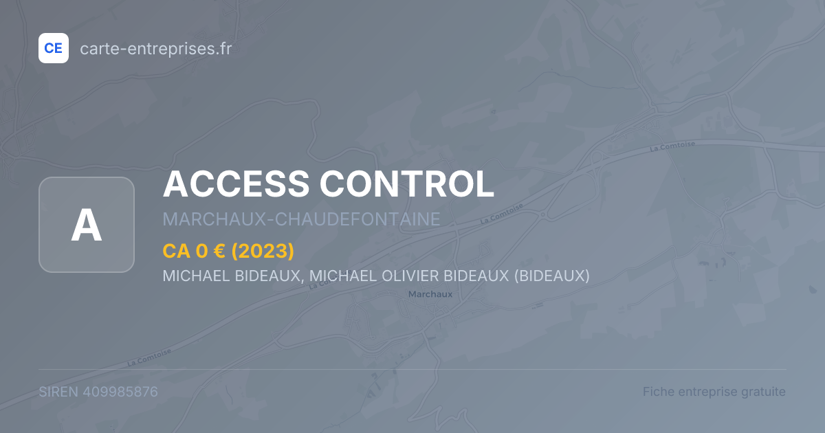 ACCESS CONTROL — 409985876 — fiche entreprise