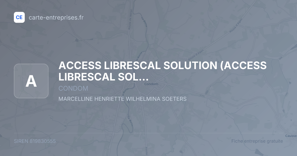 ACCESS LIBRESCAL SOLUTION (ACCESS LIBRESCAL SOLUTION) (A.L.S) — 819830555 — fiche entreprise