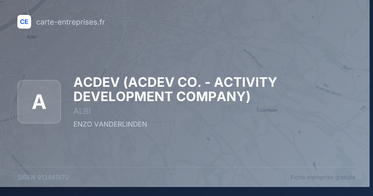 ACDEV (ACDEV CO. - ACTIVITY DEVELOPMENT COMPANY) — 913461570 — fiche entreprise