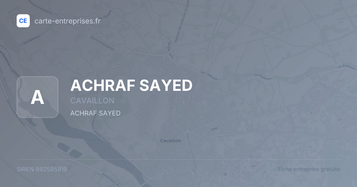ACHRAF SAYED — 892595919 — fiche entreprise