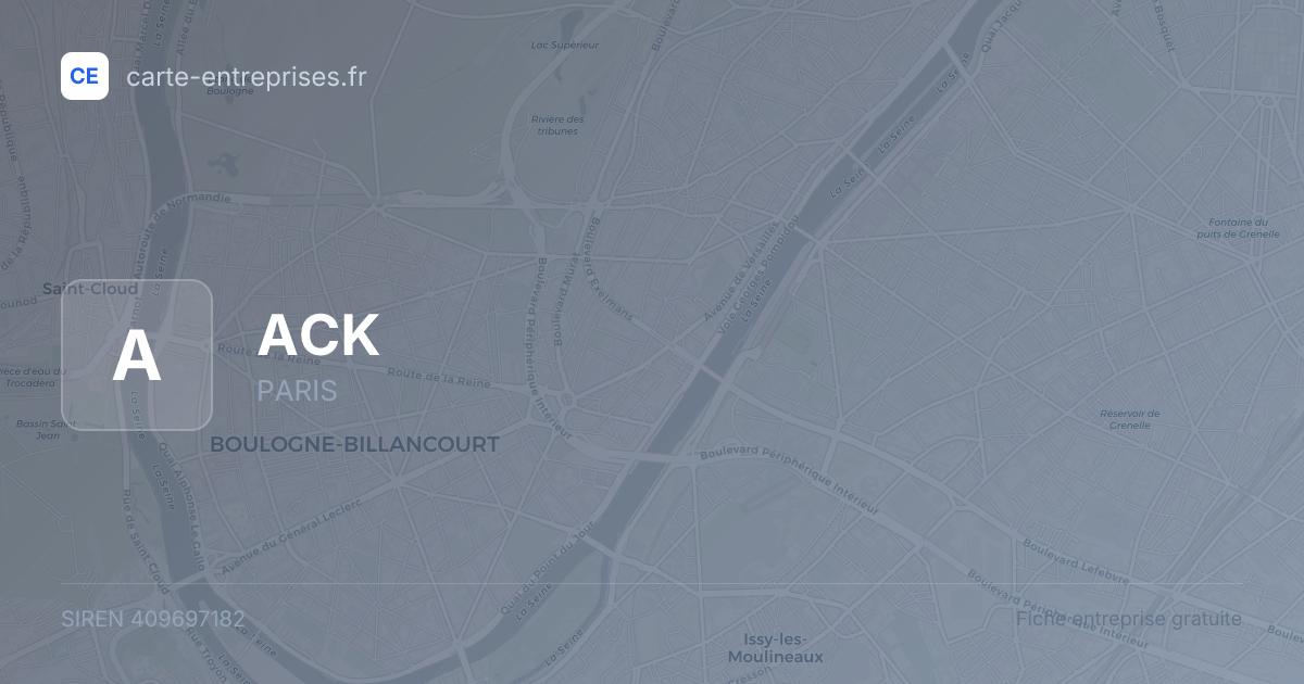 ACK — 409697182 — fiche entreprise