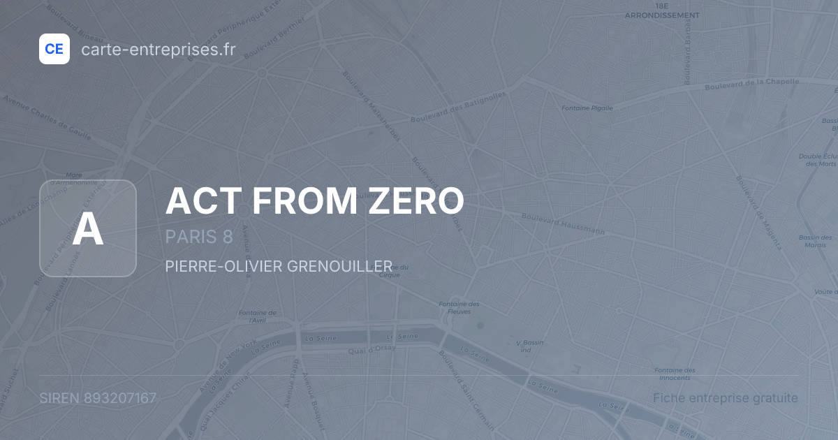 ACT FROM ZERO — 893207167 — fiche entreprise
