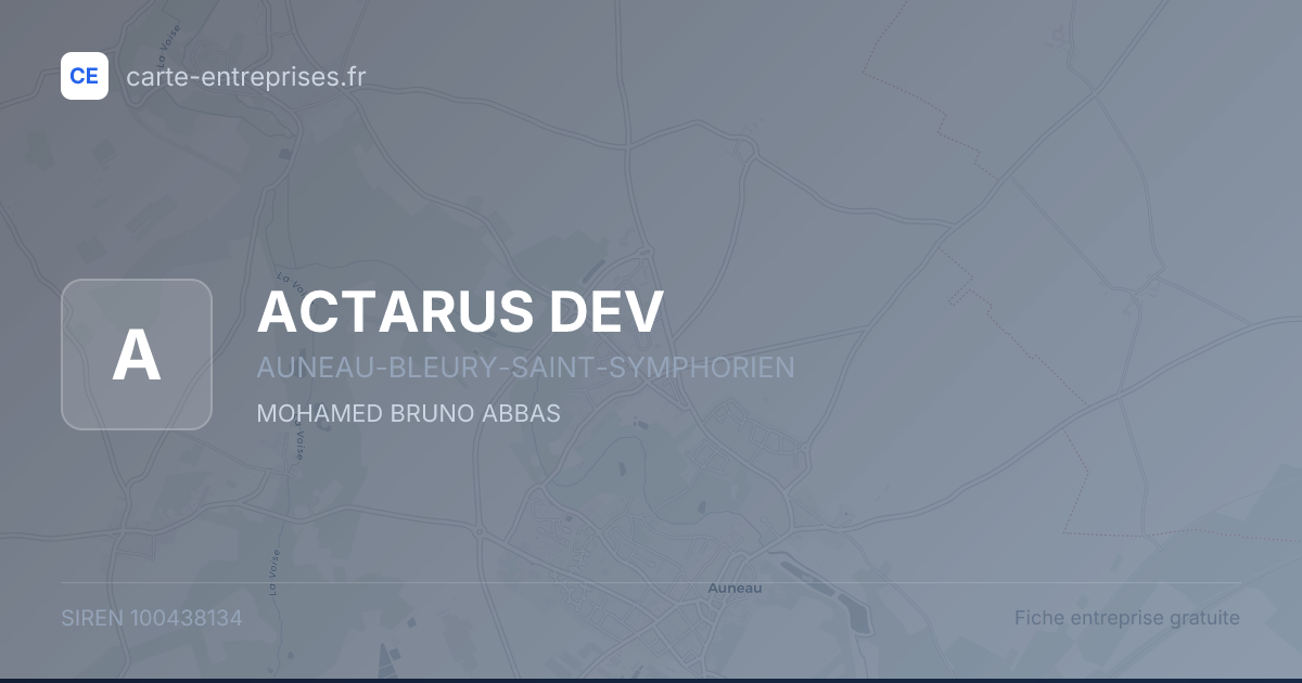 ACTARUS DEV — 100438134 — fiche entreprise