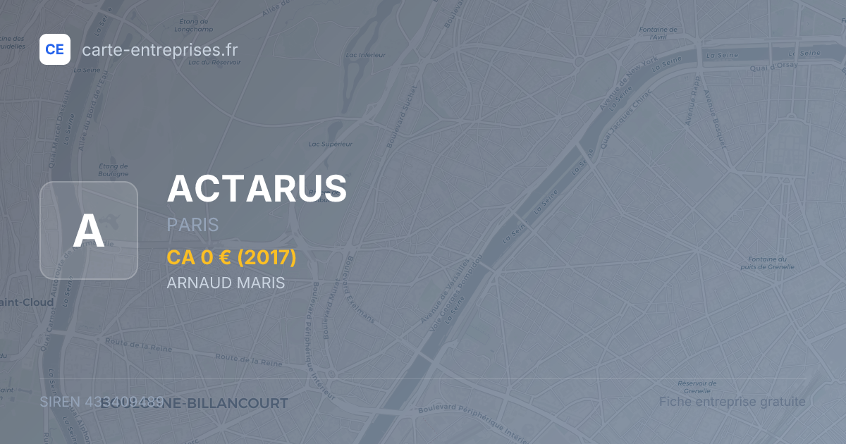 ACTARUS — 433409489 — fiche entreprise