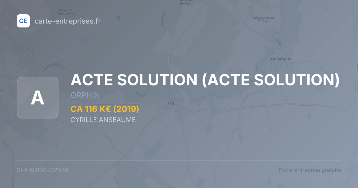 ACTE SOLUTION — 830732038 — fiche entreprise