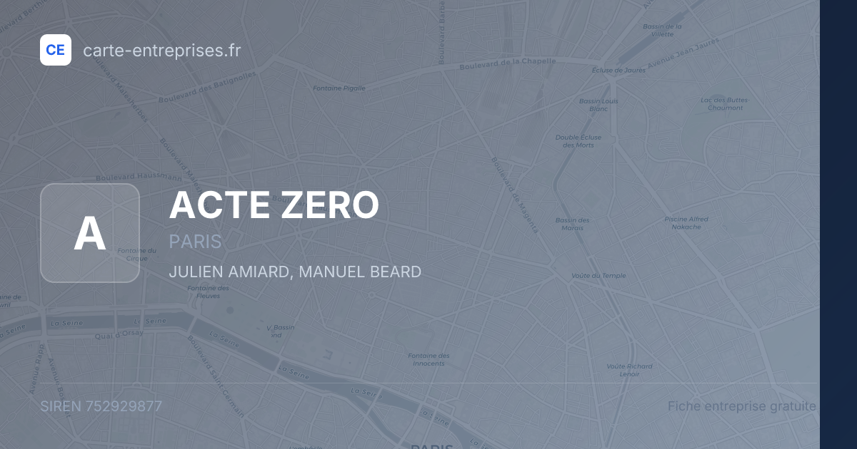 ACTE ZERO — 752929877 — fiche entreprise