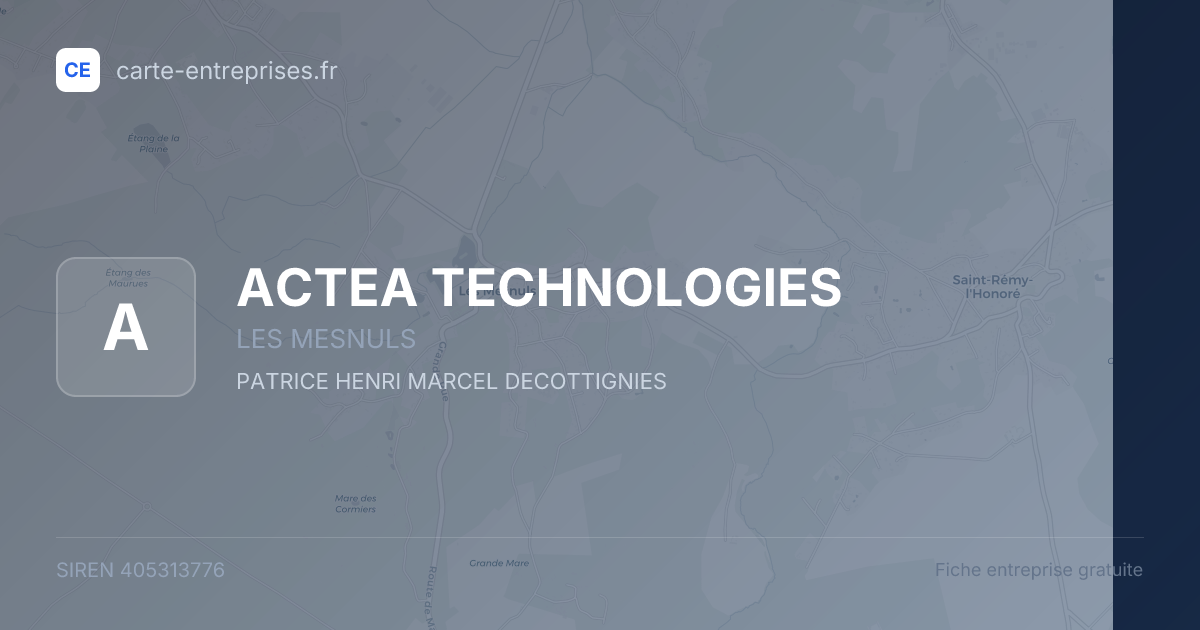 ACTEA TECHNOLOGIES — 405313776 — fiche entreprise