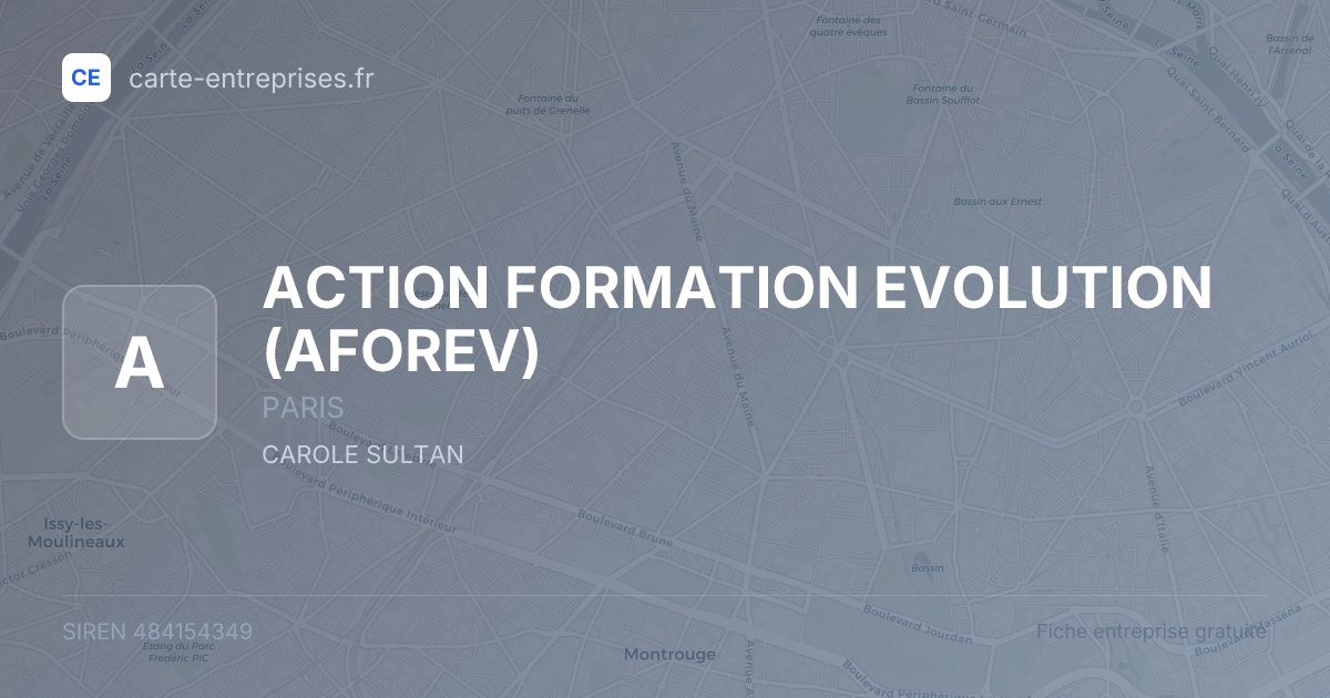 ACTION FORMATION EVOLUTION (AFOREV) — 484154349 — fiche entreprise