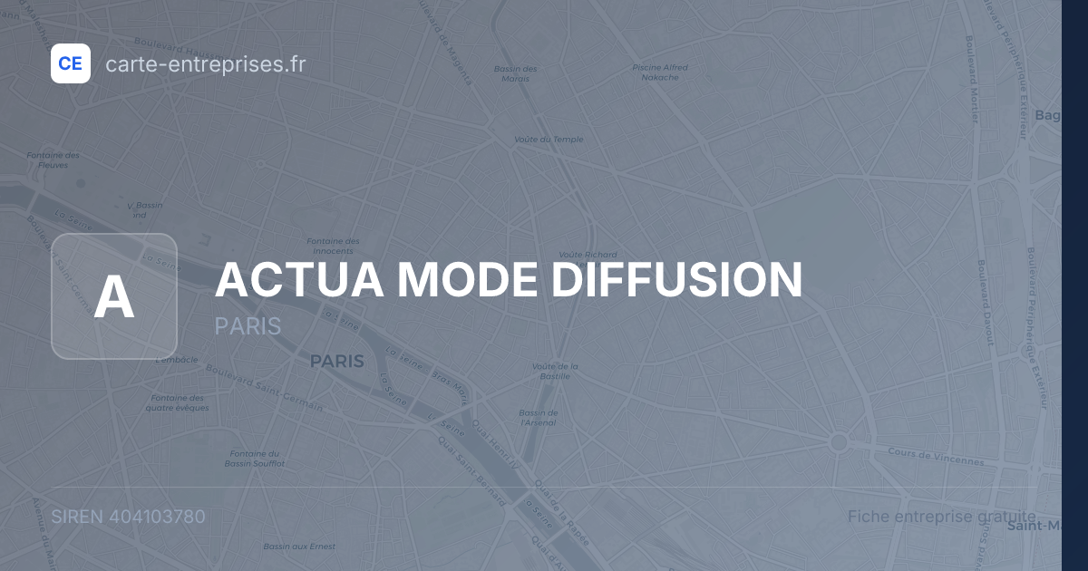 ACTUA MODE DIFFUSION — 404103780 — fiche entreprise
