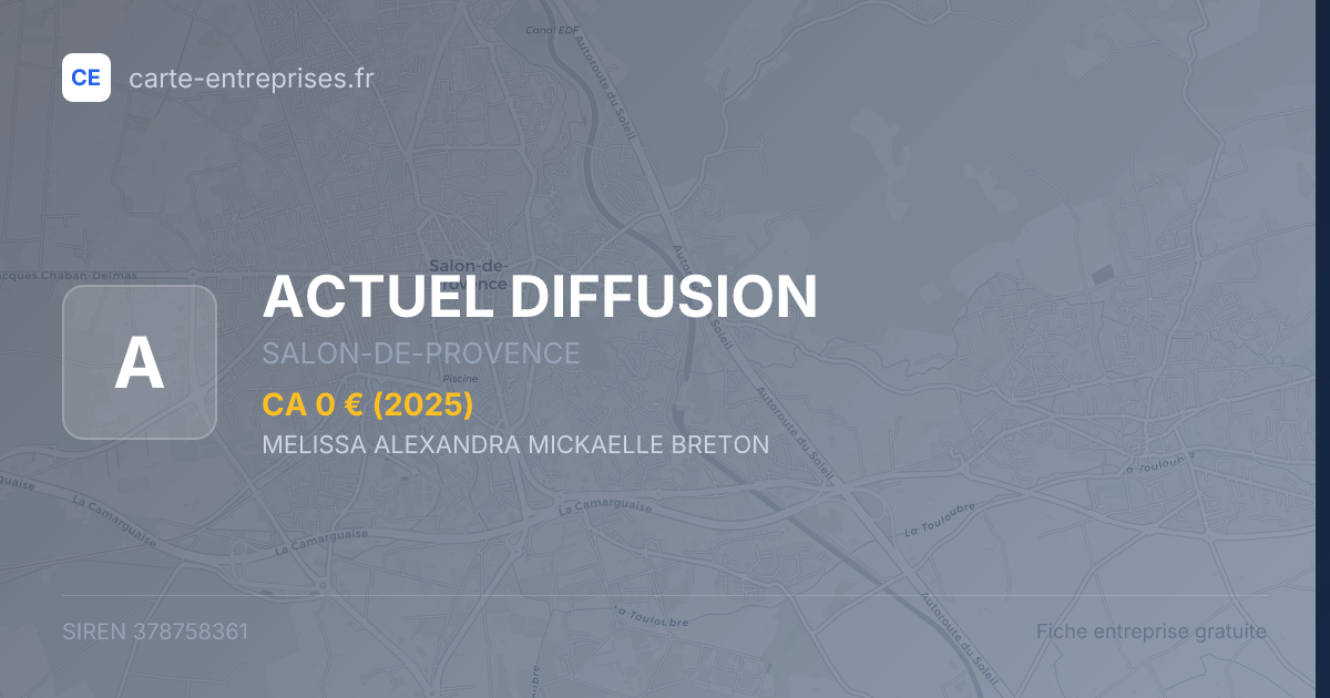 ACTUEL DIFFUSION — 378758361 — fiche entreprise