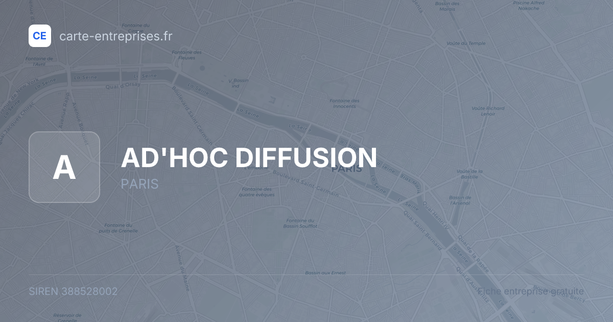AD'HOC DIFFUSION — 388528002 — fiche entreprise