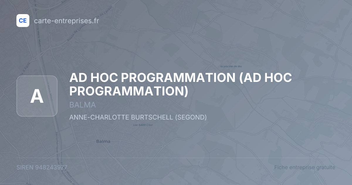 AD HOC PROGRAMMATION — 948243977 — fiche entreprise