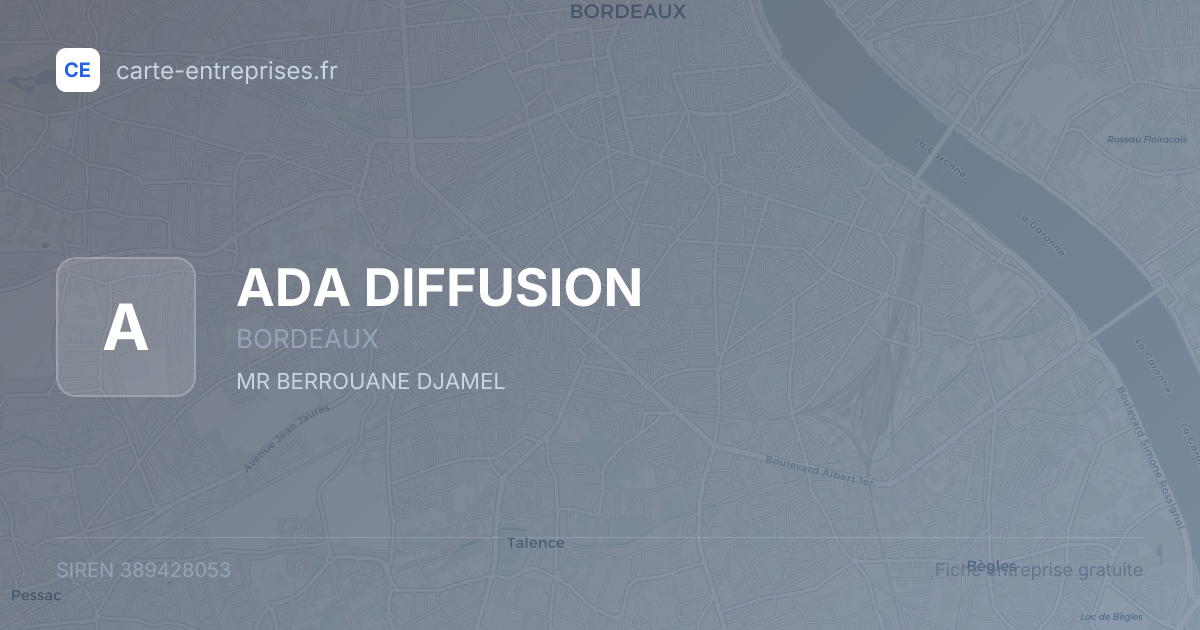 ADA DIFFUSION — 389428053 — fiche entreprise